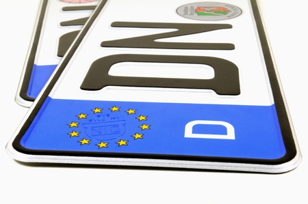 License plates on white backgroundの写真素材