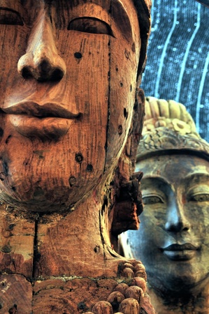 Close up of mysterious buddhist statues の写真素材