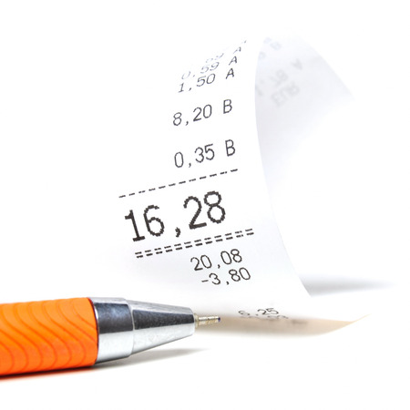    Find Similar Images Receipt with orange colored ball pen の写真素材