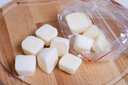 Frozen cubes of milkの写真素材