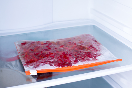 Meals in bags in the fridgeの写真素材