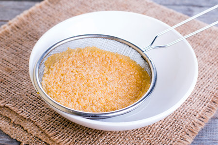 Fresh homemade trout yellow caviar. Producing caviar at home