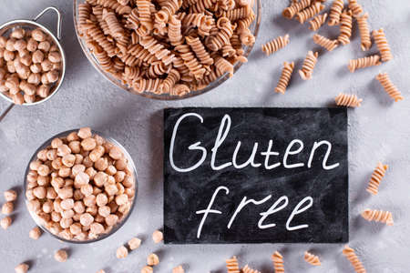 Chickpeas pasta. Uncooked dried glutenfree made. Gluten free pasta. Healthy productの写真素材