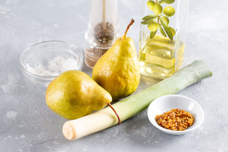 Ingredients for Pear and Leek Salad, recipeの写真素材