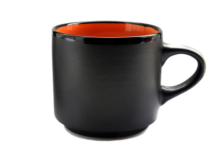 Black cup on white backgroundの写真素材