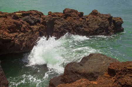 Volcanic rocks like brown bears in the seaの写真素材