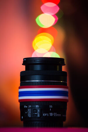 Lens with background bokehの写真素材