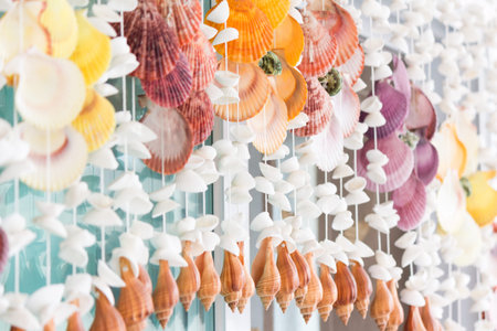 Mobile made from various shellsの写真素材