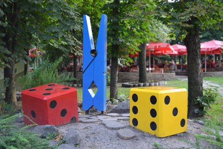 big cubes and clothespinの写真素材