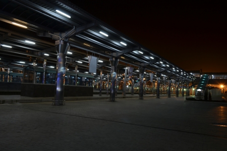 railway station in the evening without peopleの写真素材