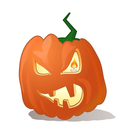 Angry halloween pumpkin, orange, candleのイラスト素材