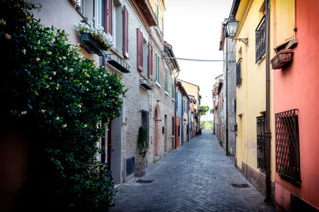 Cozy alley in the Italian townの写真素材