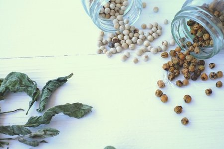 Condiments and spices white cooking isolated condimentsの写真素材