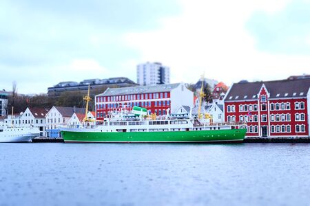 Panorama houses in Gulf view, yacht summer waterの写真素材