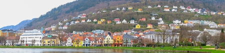 Panorama on Bergen travel, architecture panorama bryggenの写真素材