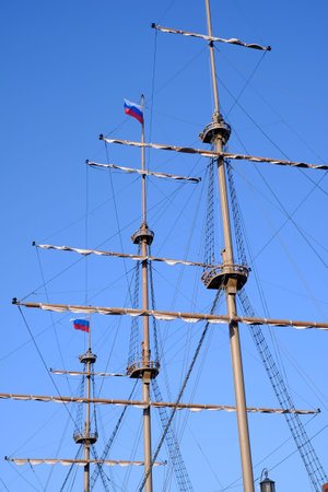ship Masts wheel, rigging discovery sailing, sky