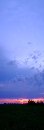 Panorama of sunset over the field panorama, field, beautifulの写真素材