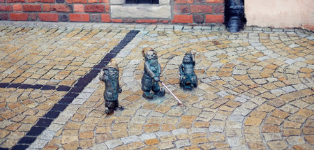 Three little dwarfs little, figure, happy statue dwarfの写真素材