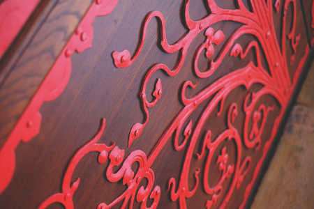 Red forging on the gate design, gate, architecture detailの写真素材