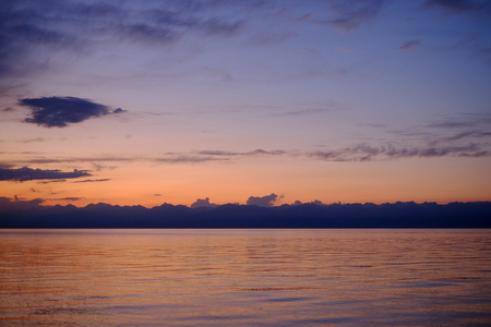 Sunset mountains and the sea seattle, mountain, reflectionの写真素材