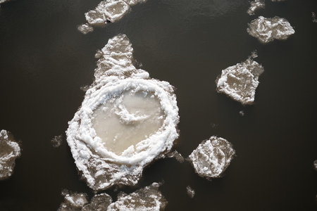 Round ice on the river nature, round, season, winterの写真素材