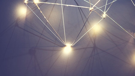 Lamp Network background, technology, light optic network macro