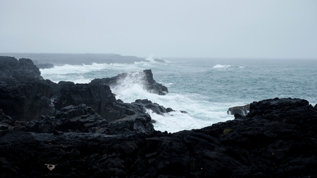 Stormy Ocean in Iceland rock, wave, stormy stormの写真素材