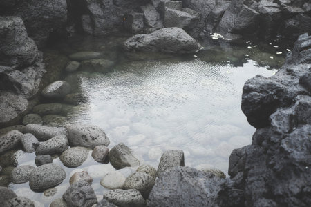 Iceland Stones beach, nature background black