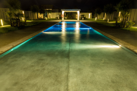 Luxurious swimming pool in tropical resortのeditorial素材