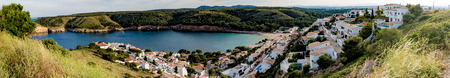 L'Escala and bay panoram view from top of hillの写真素材