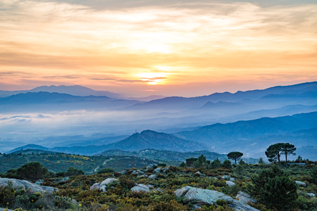 Catalonia mountains at sunsetの写真素材