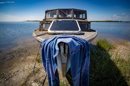 Close up of old wooden boatの写真素材