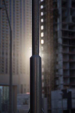 Sun behind postの写真素材