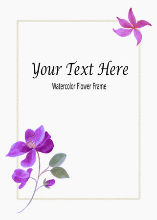 Hand Painted Watercolor Purple Flower Backgroundのイラスト素材