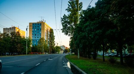 KECSKEMET, HUNGARY - SEPTEMBER 26, 2019: View from a car on the traffic of the M5 highway from Kecskemet to Szeged in Hungary on a sunny autumn afternoon.のeditorial素材