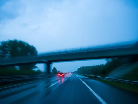 SZEGED, HUNGARY - SEPTEMBER 26, 2019: View from a car on the traffic of the M5 highway from Szeged...