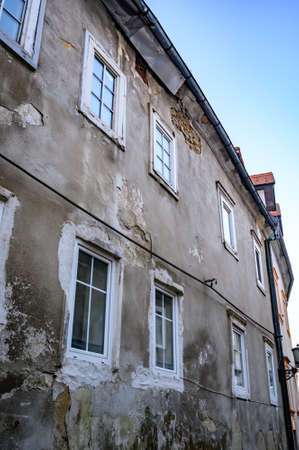 Historic architecture in Ljubljana, Slovenia. View on the old buildings of the city.の写真素材