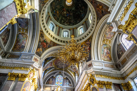 LJUBLJANA, SLOVENIA - FEBRUARY 15, 2022: Interior of the Saint Nicholas Cathedral of Ljubljana, Sloveniaのeditorial素材