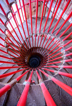 LJUBLJANA, SLOVENIA - FEBRUARY 15, 2022: Spiral staircase of the Ljubljana castle, way to the towerのeditorial素材