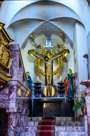 LJUBLJANA, SLOVENIA - FEBRUARY 15, 2022: Interior of the Saint Nicholas Cathedral of Ljubljana, Sloveniaのeditorial素材