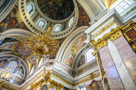LJUBLJANA, SLOVENIA - FEBRUARY 15, 2022: Interior of the Saint Nicholas Cathedral of Ljubljana, Sloveniaのeditorial素材