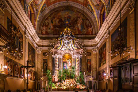 LJUBLJANA, SLOVENIA - FEBRUARY 15, 2022: Interior of the Franciscan Church of the Annunciation in Ljubljanaのeditorial素材