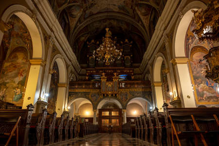 LJUBLJANA, SLOVENIA - FEBRUARY 15, 2022: Interior of the Franciscan Church of the Annunciation in Ljubljanaのeditorial素材