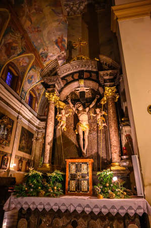 LJUBLJANA, SLOVENIA - FEBRUARY 15, 2022: Interior of the Franciscan Church of the Annunciation in Ljubljanaのeditorial素材