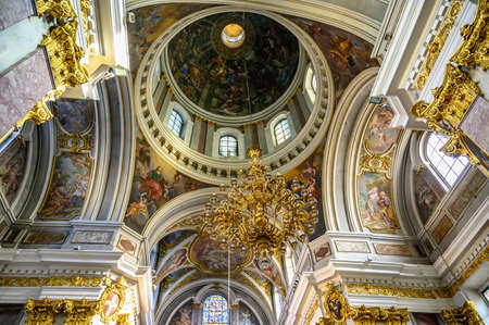 LJUBLJANA, SLOVENIA - FEBRUARY 15, 2022: Interior of the Saint Nicholas Cathedral of Ljubljana, Sloveniaのeditorial素材