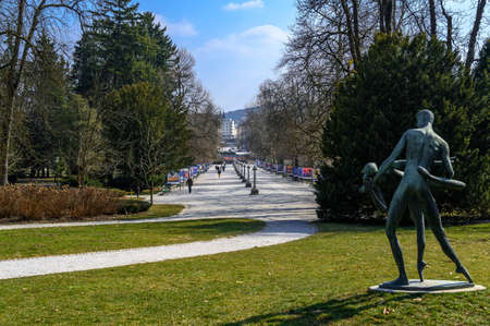 LJUBLJANA, SLOVENIA - FEBRUARY 15, 2022: Statue Ballet in the park Tivoli, Ljubljana by Stojan Batic