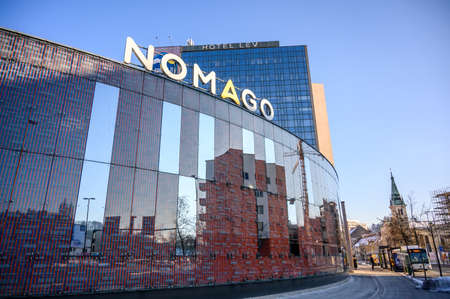 LJUBLJANA, SLOVENIA - FEBRUARY 15, 2022: Nomago travel agency building in Ljubljana, Sloveniaのeditorial素材