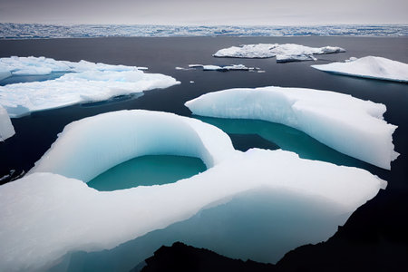 Melting icebergs global warming mattepainting landscape