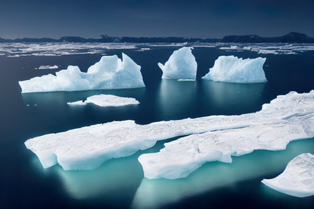Melting icebergs global warming mattepainting landscape