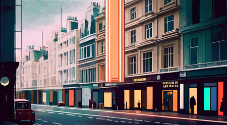 People at Oxford Street in London. Oxford Street is a major shopping street in London.の素材